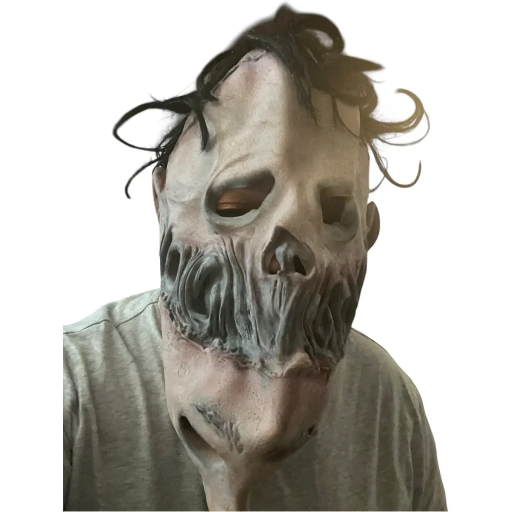 Scary Halloween double face horror adult latex with hair